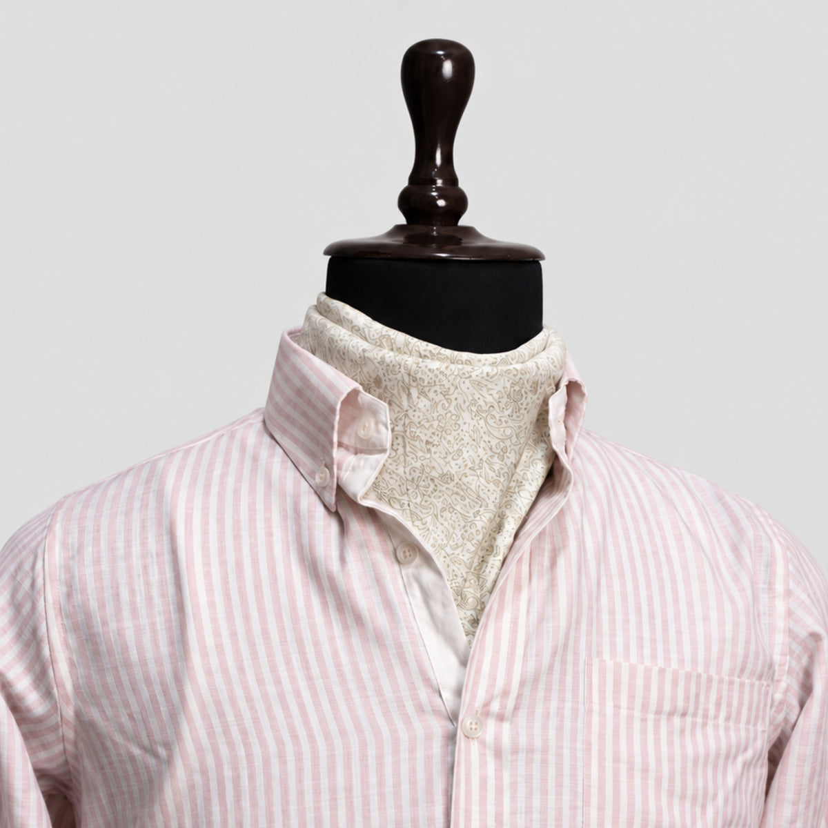 Pink Striped Linen Shirt for Men – White Contrast Button-Down Collar