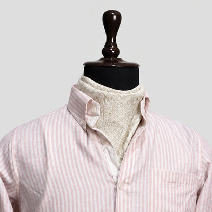 Pink Striped Linen Shirt for Men – White Contrast Button-Down Collar