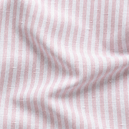 Pink Striped Linen Shirt for Men – White Contrast Button-Down Collar