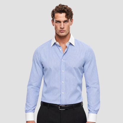 Light Blue Fine Banker Stripe Shirt