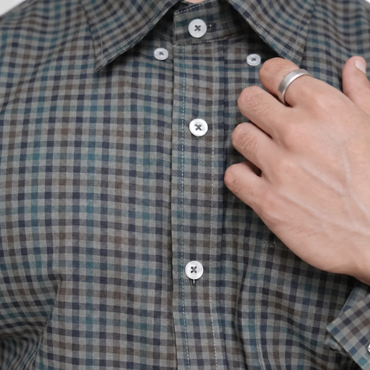 Green & Brown Micro-Check Egyptian Giza Cotton Formal Shirt for Men – Twill Weave & French Cuffs