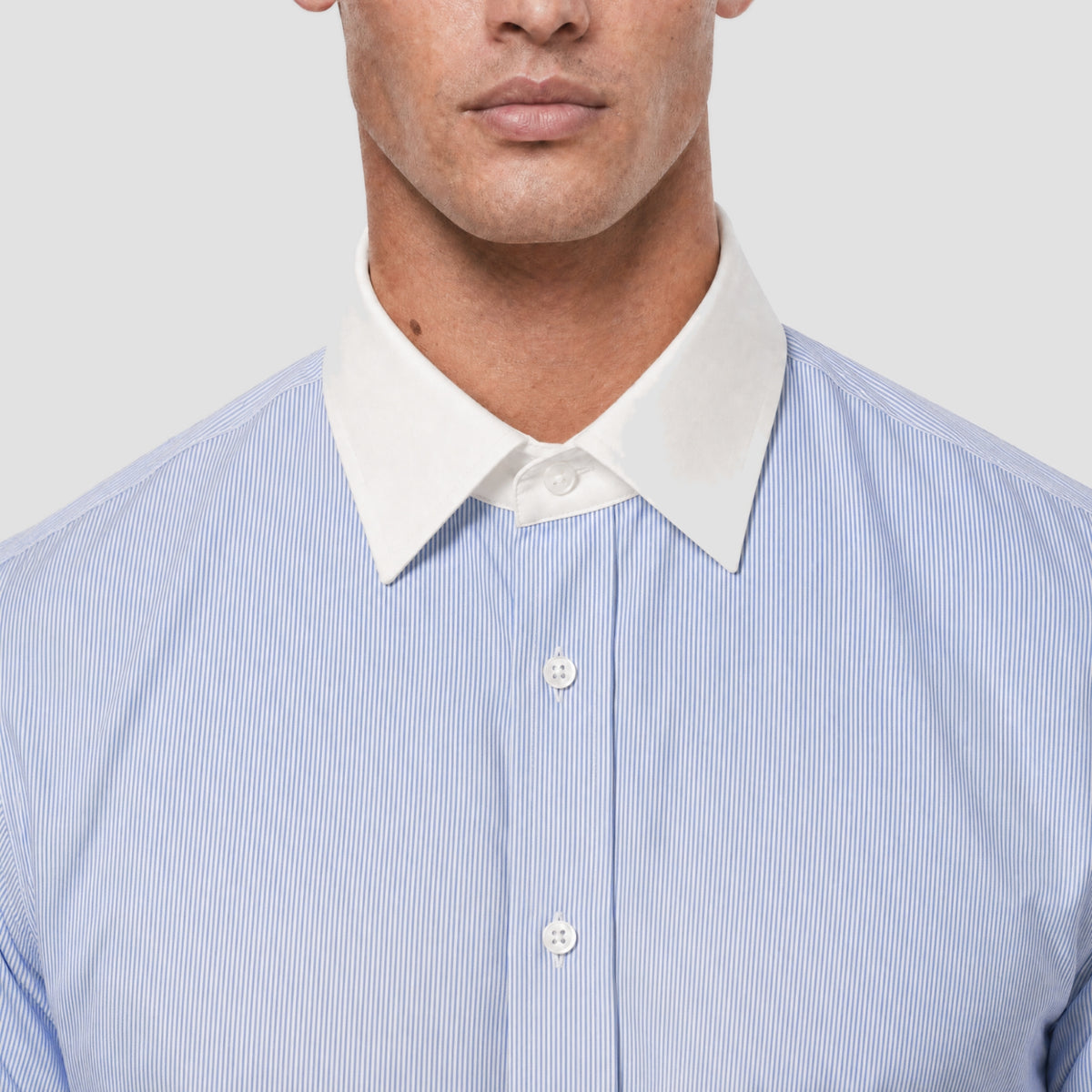 Light Blue Fine Banker Stripe Shirt