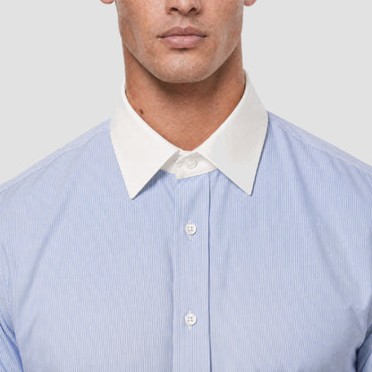 Light Blue Fine Banker Stripe Shirt
