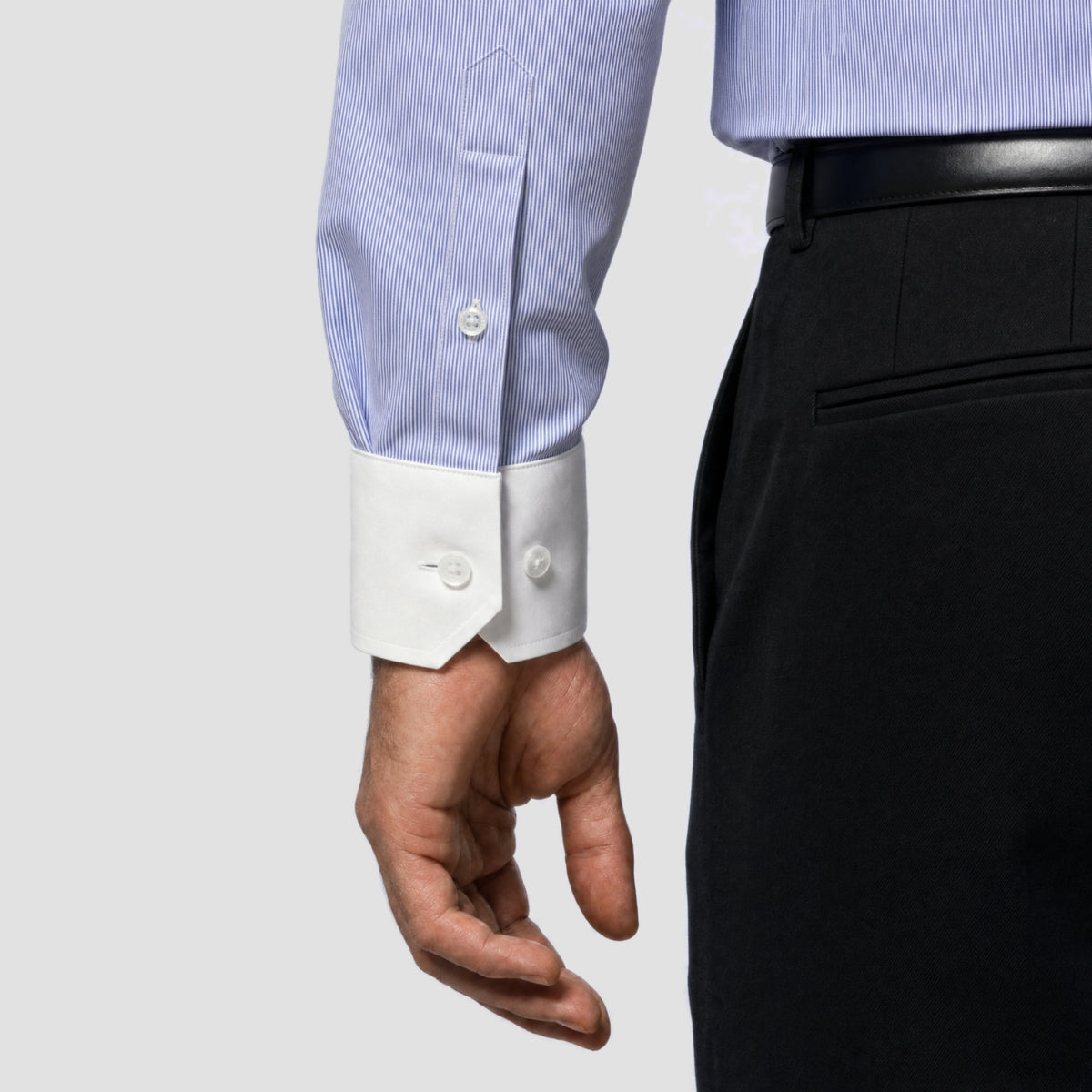 Light Blue Fine Banker Stripe Shirt