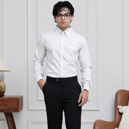 Grey Stripe Egyptian Giza Cotton Formal Shirt for Men – Herringbone Weave & French Cuffs
