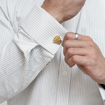Grey Stripe Egyptian Giza Cotton Formal Shirt for Men – Herringbone Weave & French Cuffs