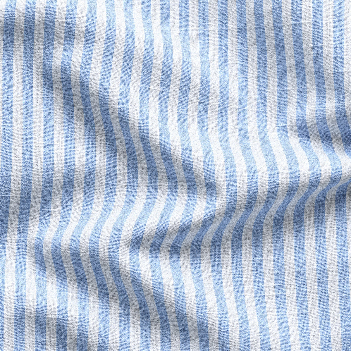 Light Blue Striped Linen Shirt for Men – White Contrast Button-Down Collar
