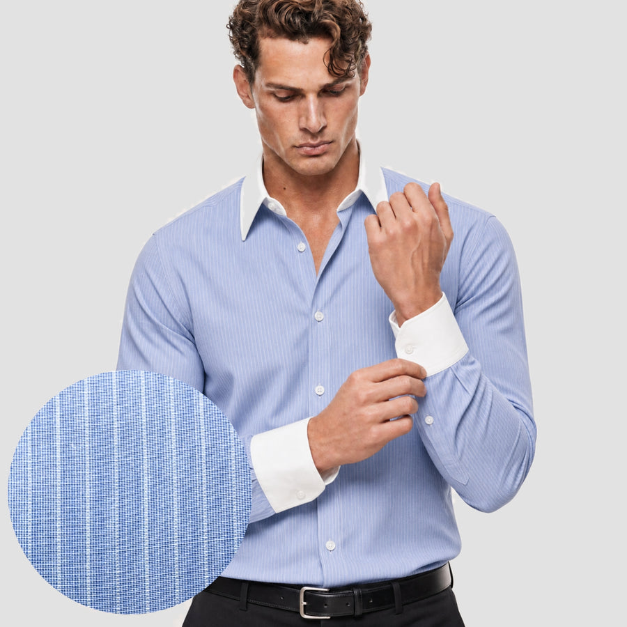 Blue Banker Stripe Shirt