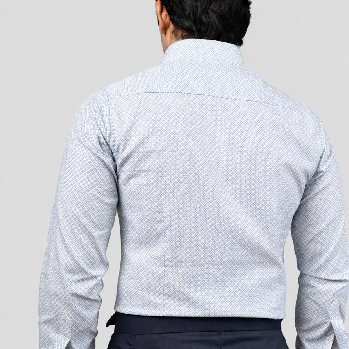 Grey Micro-Print Egyptian Giza Cotton Formal Shirt for Men – Twill Weave & French Cuffs