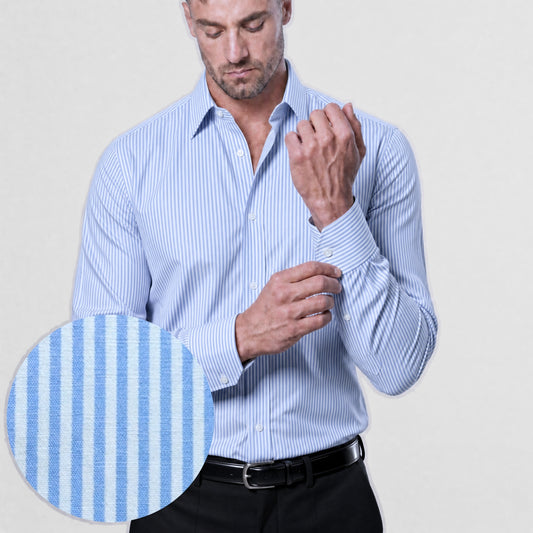 Light Blue Banker Stripe Shirt