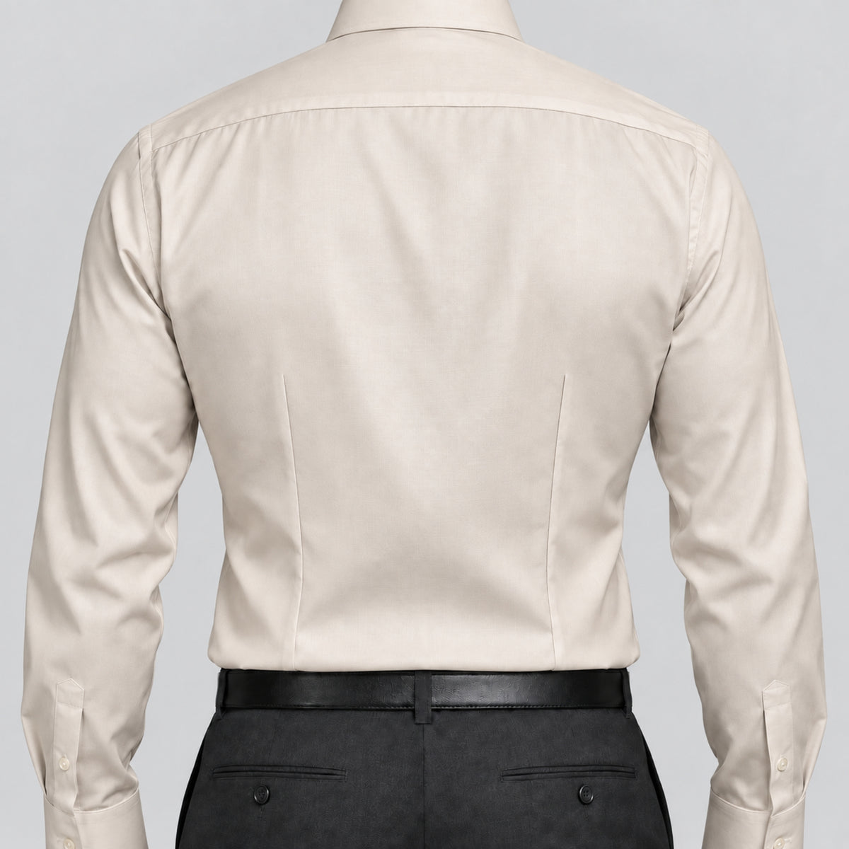 Beige Cotton Satin Formal Shirt for Men – French Cuffs