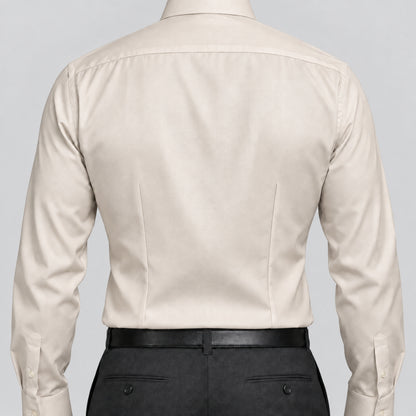 Beige Cotton Satin Formal Shirt for Men – French Cuffs