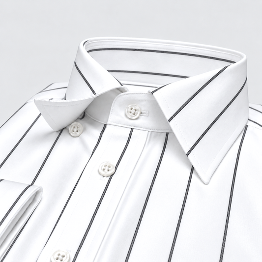 White with Black Stripes Premium Luxury Giza Cotton - French Cuff