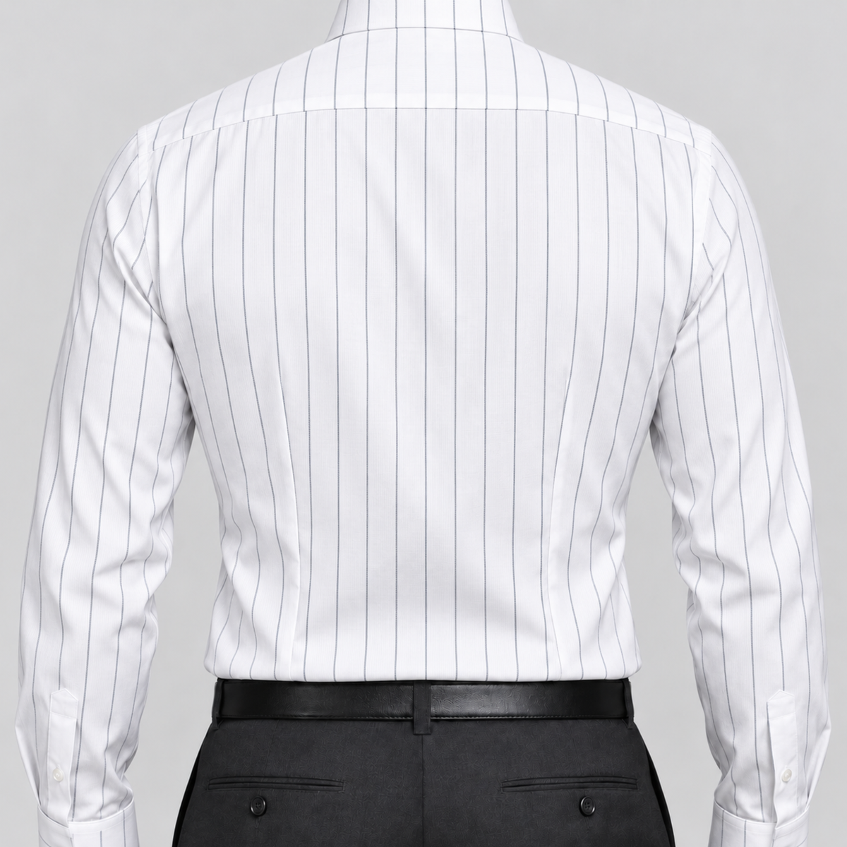 Black-on-White Stripe Egyptian Giza Cotton Formal Shirt for Men – Twill Weave & French Cuffs
