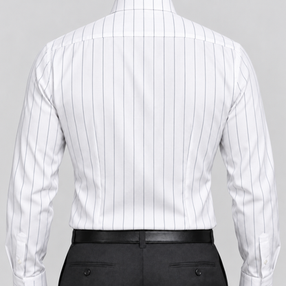 Black-on-White Stripe Egyptian Giza Cotton Formal Shirt for Men – Twill Weave & French Cuffs