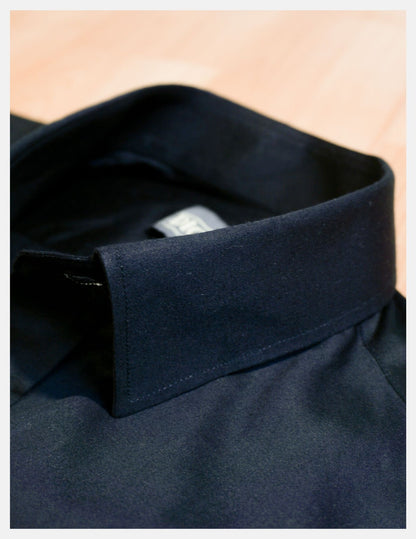 Black Cotton Satin Formal Shirt for Men – French Cuffs | Dignity | Premium fusible lining to avoid bubbles View