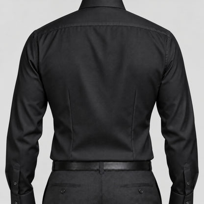 Black Cotton Satin Formal Shirt for Men – French Cuffs