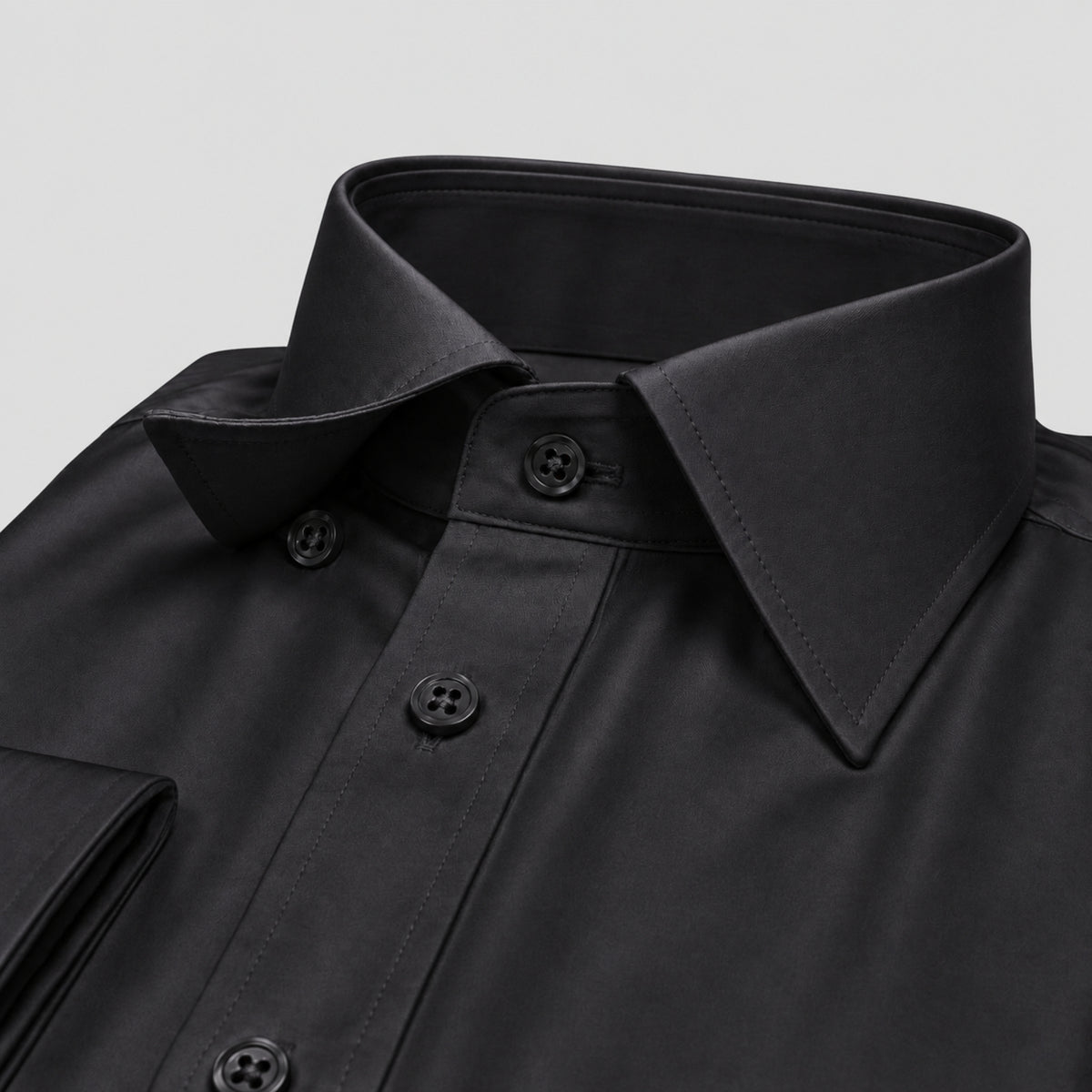 Black Cotton Satin Formal Shirt for Men – French Cuffs