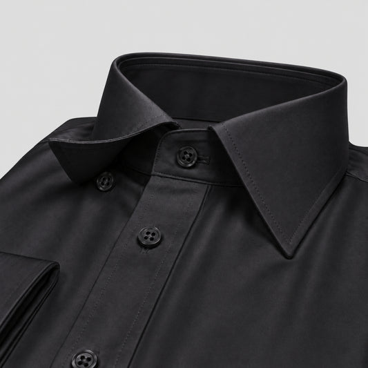 Black Cotton Satin Formal Shirt for Men – French Cuffs