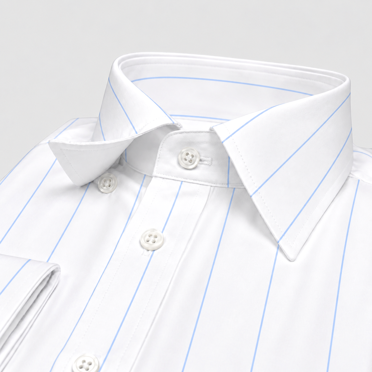 Blue-on-White Stripe Egyptian Giza Cotton Formal Shirt for Men – Twill Weave & French Cuffs