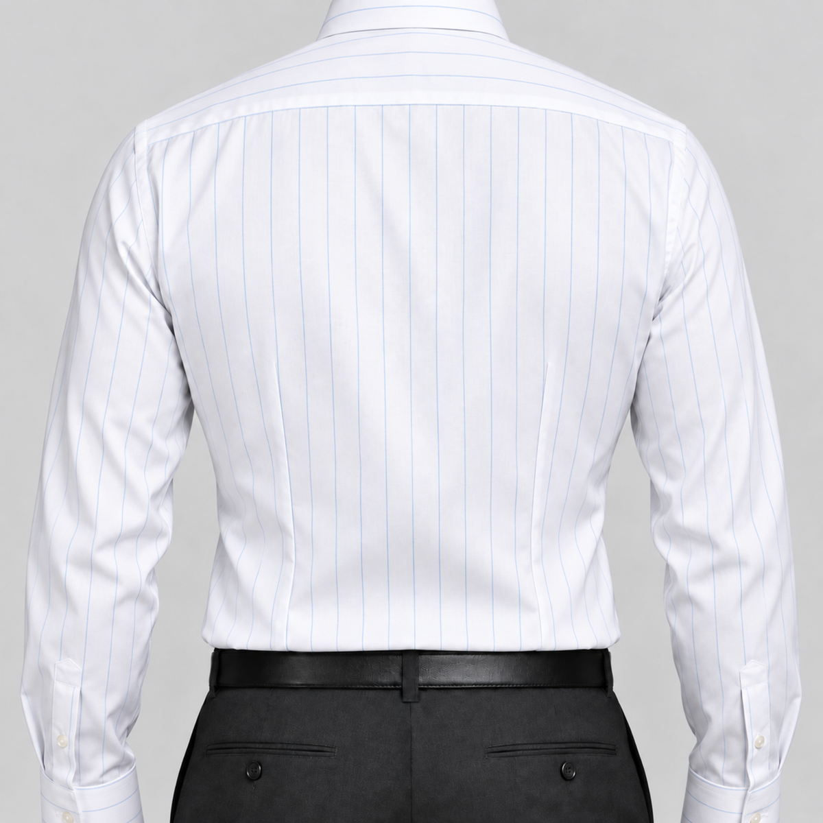 Blue-on-White Stripe Egyptian Giza Cotton Formal Shirt for Men – Twill Weave & French Cuffs