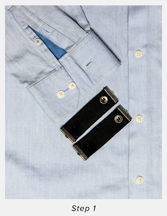 Cuff Holders for Men's Formal Single Cuff Shirts | Dignity | Step 1 Placement on Shirt