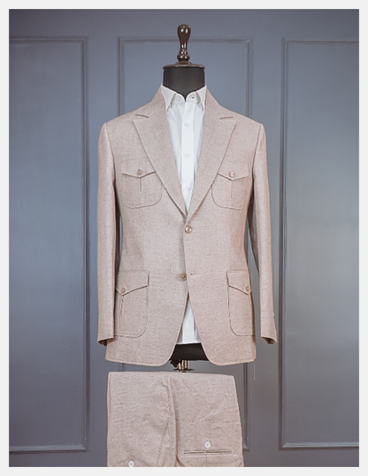Single Breasted Double Button Suit with Patch Pockets