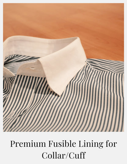 Grey Banker Stripe Formal Shirt With Contrast White Collar and French Cuffs | Dignity | Premium Fusible Lining View