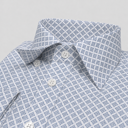 Grey Micro-Print Egyptian Giza Cotton Formal Shirt for Men – Twill Weave & French Cuffs