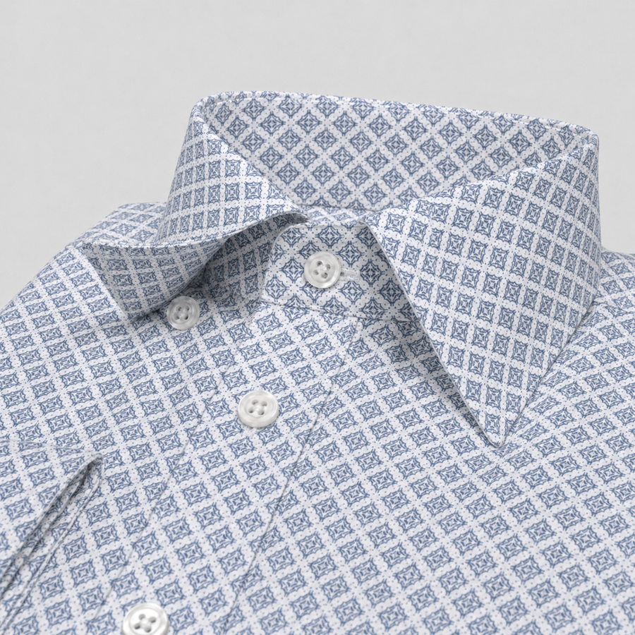 Grey Micro-Print Egyptian Giza Cotton Formal Shirt for Men – Twill Weave & French Cuffs