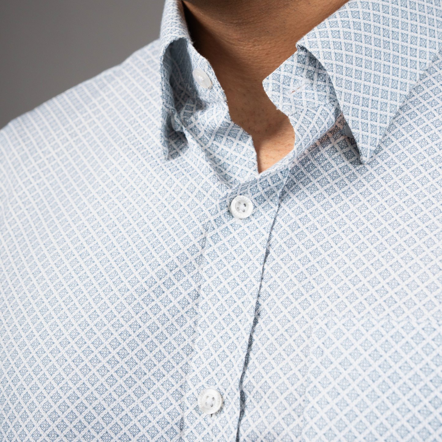 Grey Micro-Print Premium Luxury Cotton French Cuff Formal Shirt/ collar view