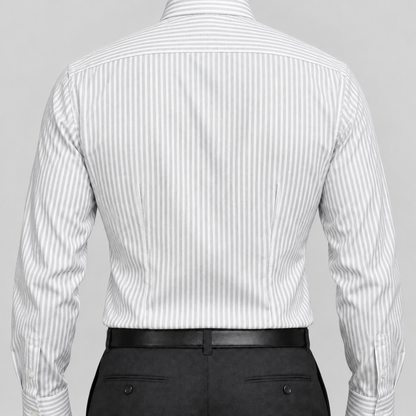 Grey Stripe Egyptian Giza Cotton Formal Shirt for Men – Herringbone Weave & French Cuffs