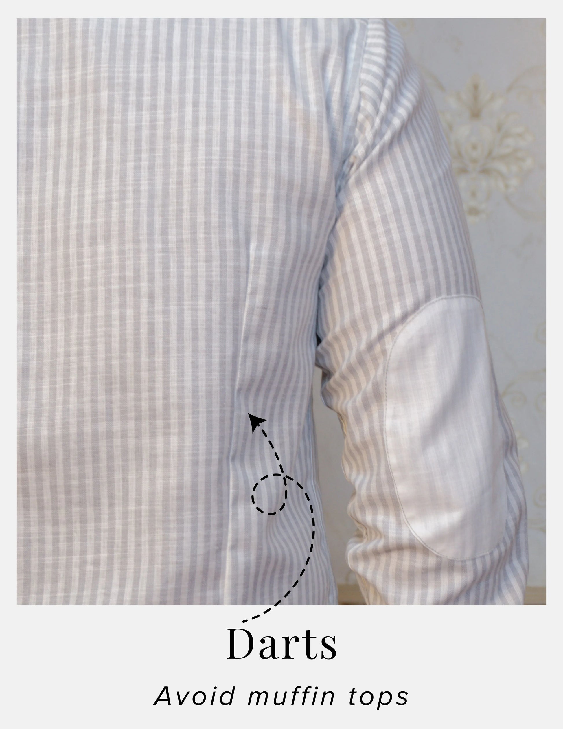 Grey Striped Linen Shirt for Men – White Contrast Button-Down Collar | Dignity | Back Darts Detail View