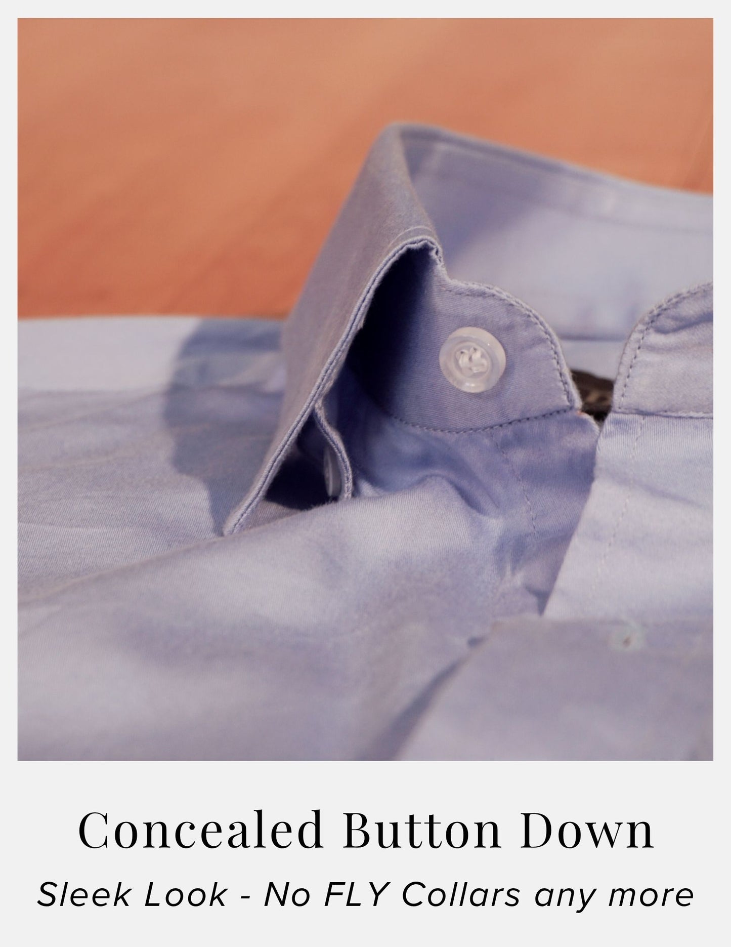 Light Blue Cotton Satin Formal Shirt for Men – French Cuffs | Dignity | Concealed Button Down Collar View
