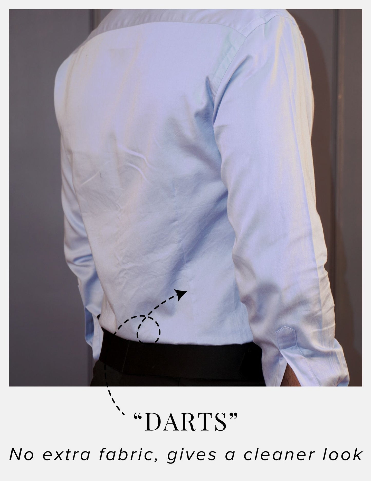 Light Blue Cotton Satin Formal Shirt for Men – French Cuffs | Dignity | Darts at the back to avoid muffin top view
