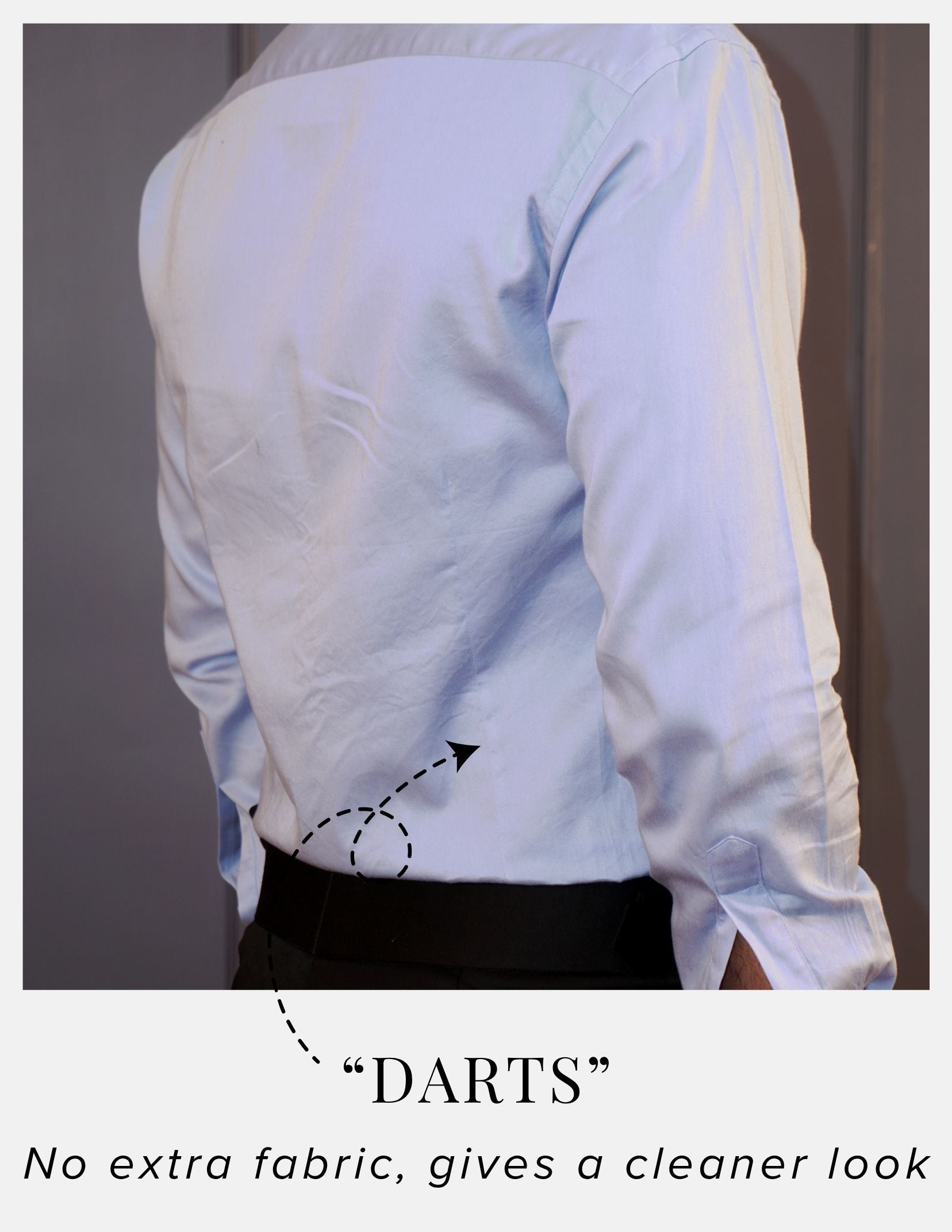 Light Blue Cotton Satin Formal Shirt for Men – French Cuffs | Dignity | Darts at the back to avoid muffin top view