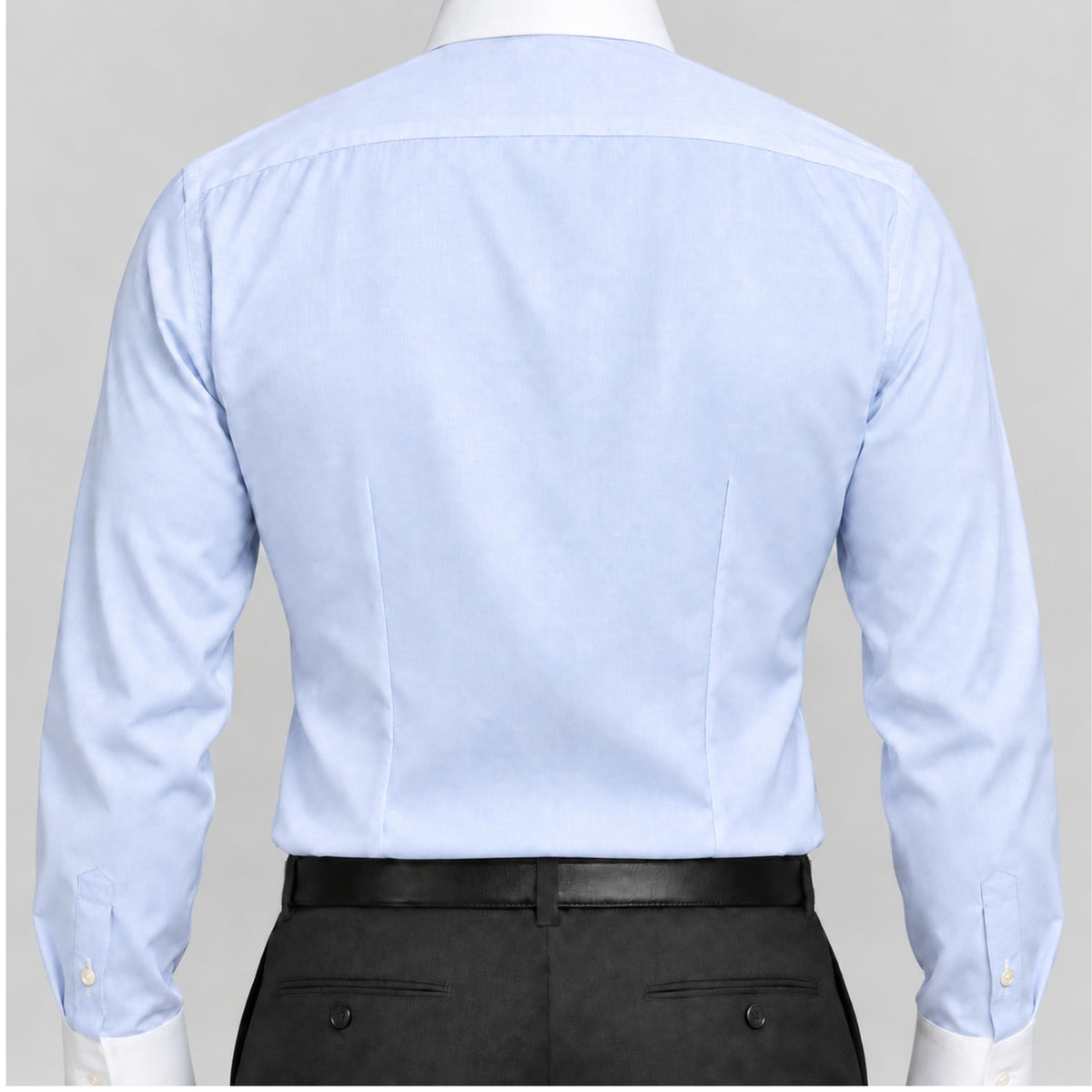 Light Blue Oxford Banker's Shirt for Men – White Contrast Collar & French Cuffs, Giza Cotton