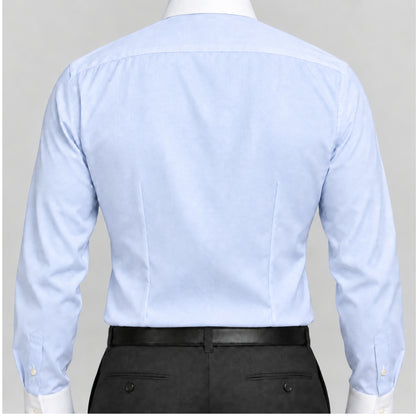 Light Blue Oxford Banker's Shirt for Men – White Contrast Collar & French Cuffs, Giza Cotton
