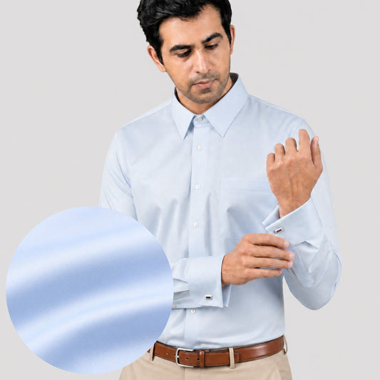 Light Blue Premium Luxury Cotton Formal Shirt for Men – French Cuffs