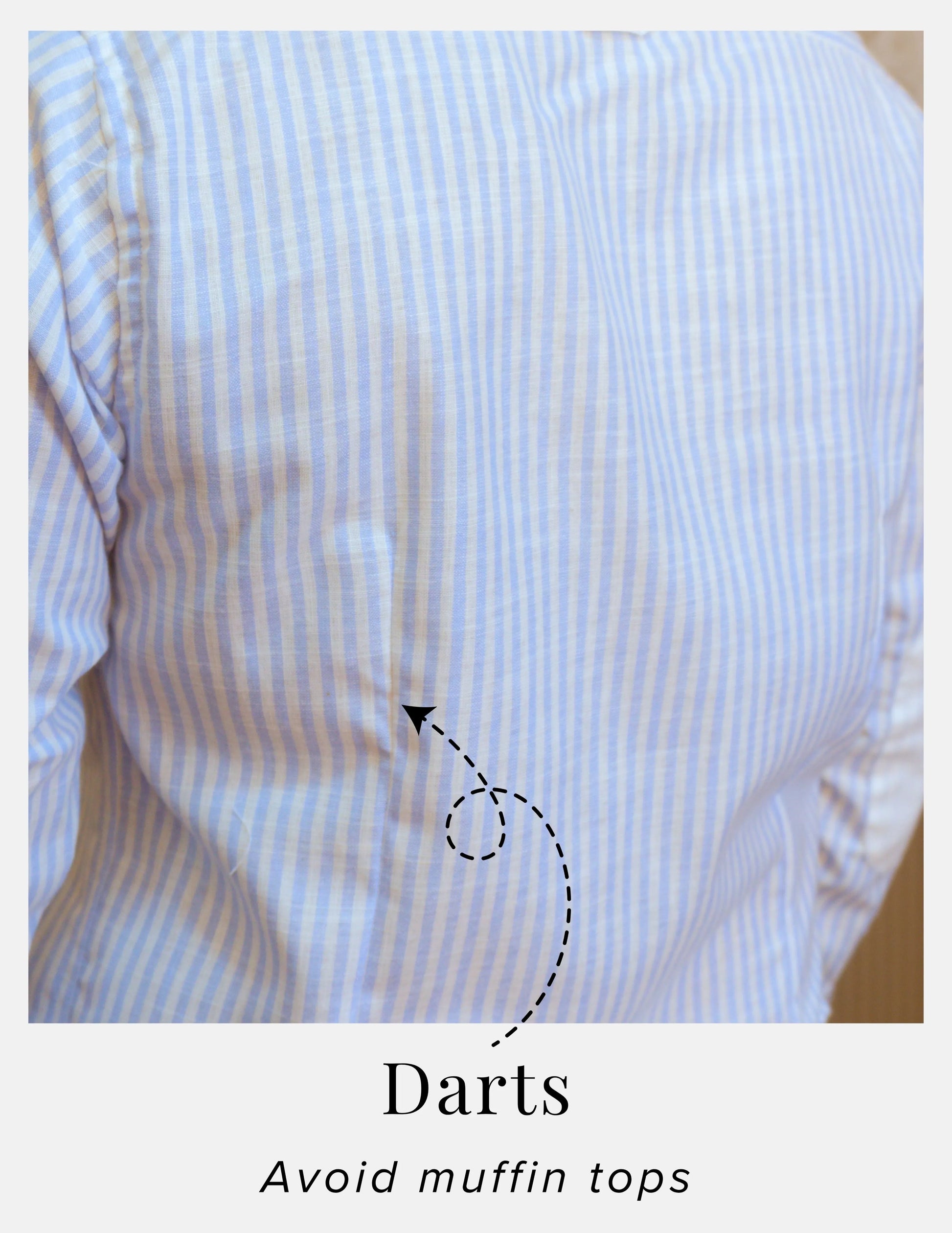 Light Blue Striped Linen Shirt for Men – White Contrast Button-Down Collar | Dignity | Back Darts Detail View