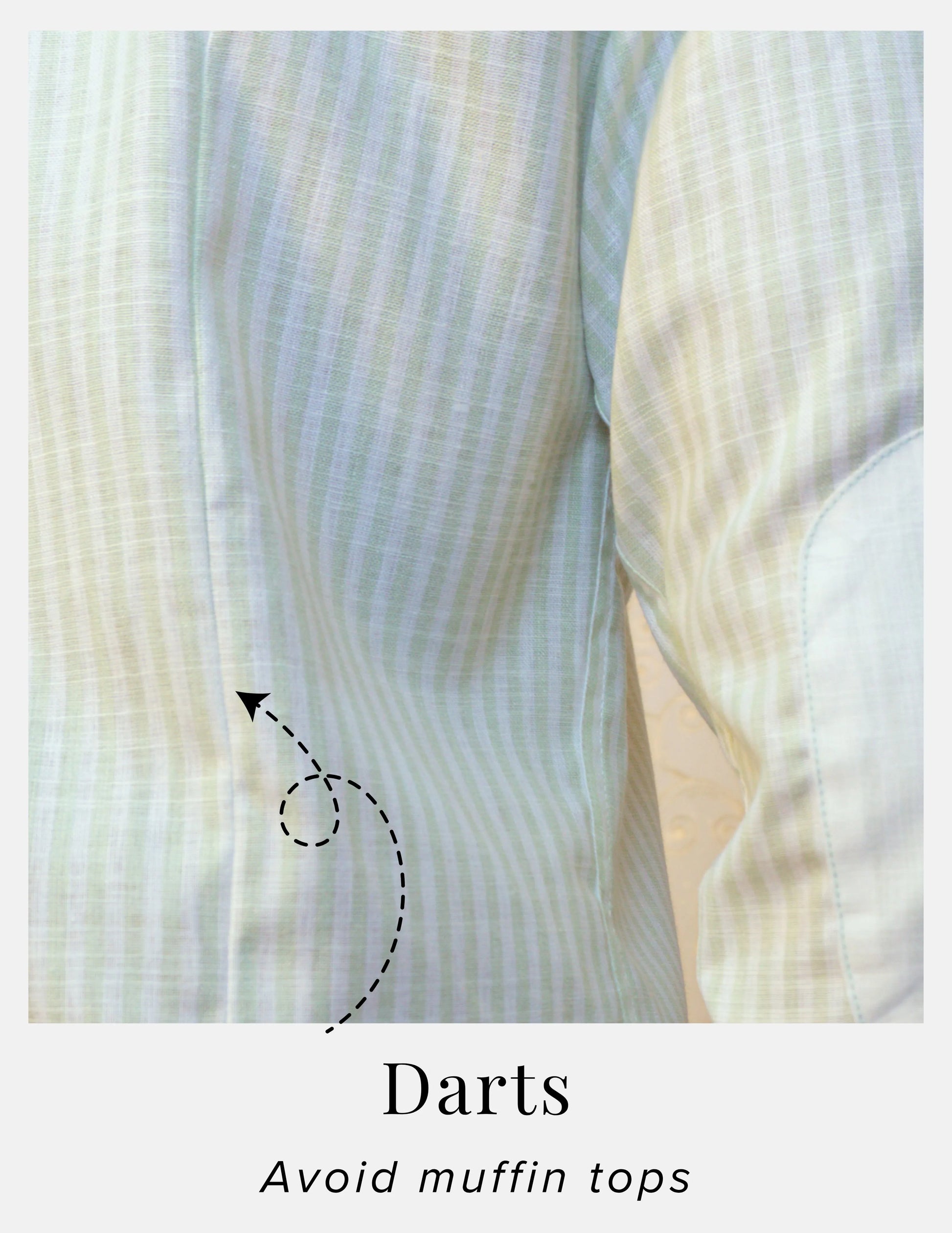 Light Green Striped Linen Shirt for Men – White Contrast Button-Down Collar | Dignity | Back Darts Detail View