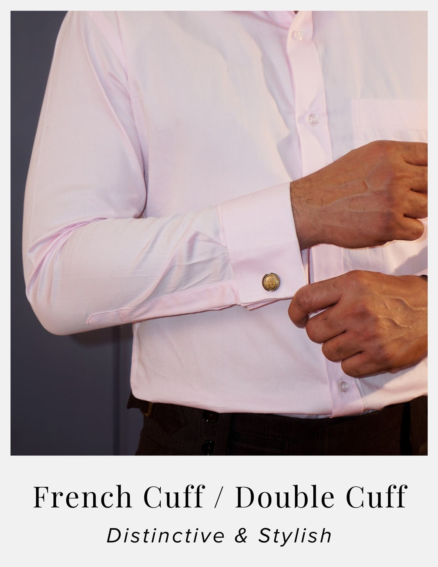 Light Pink Cotton Satin Formal Shirt for Men – French Cuffs | Dignity | Free Cuff Links View