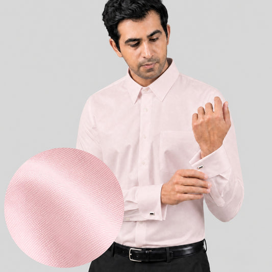 Light Pink Premium Luxury Cotton Oxford Formal Shirt for Men – French Cuffs