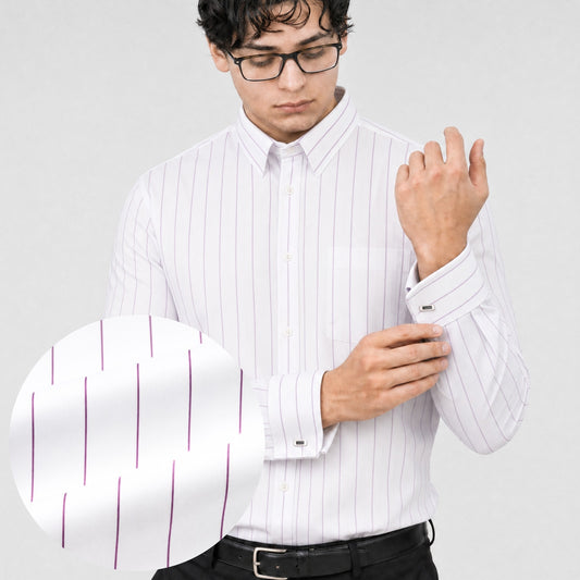 White with Pink Stripes Premium Luxury Giza Cotton - French Cuff
