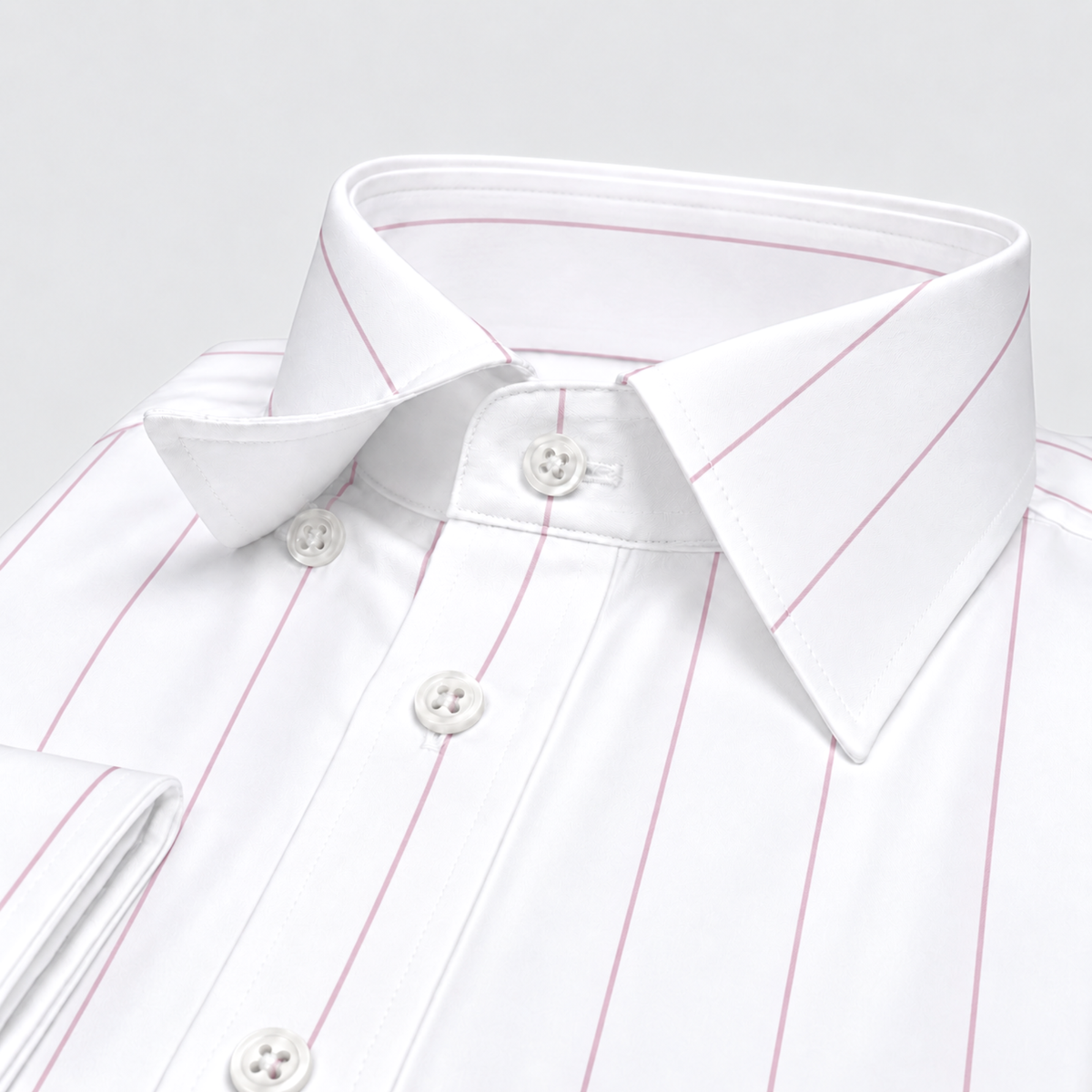 Pink-on-White Stripe Egyptian Giza Cotton Formal Shirt for Men – Twill Weave & French Cuffs