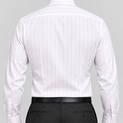 Pink-on-White Stripe Egyptian Giza Cotton Formal Shirt for Men – Twill Weave & French Cuffs