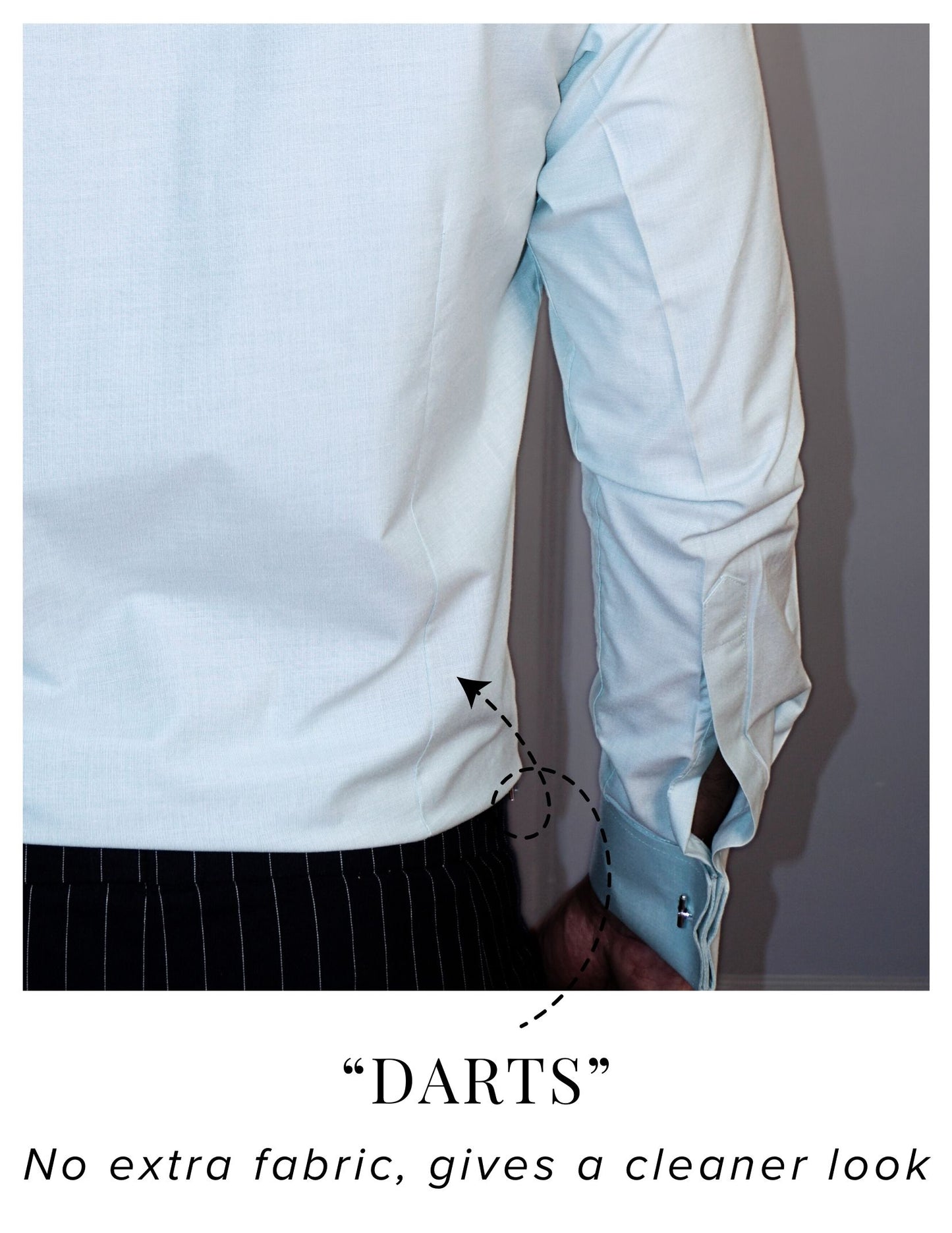 Pista Green Formal Shirt in Filafil Cotton with French Cuffs and Concealed Button Down Collar | Dignity | Darts to Avoid Muffin Top View