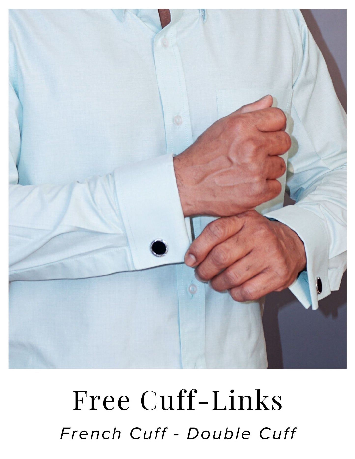 Pista Green Formal Shirt in Filafil Cotton with French Cuffs and Concealed Button Down Collar | Dignity | Free Cuff Links View