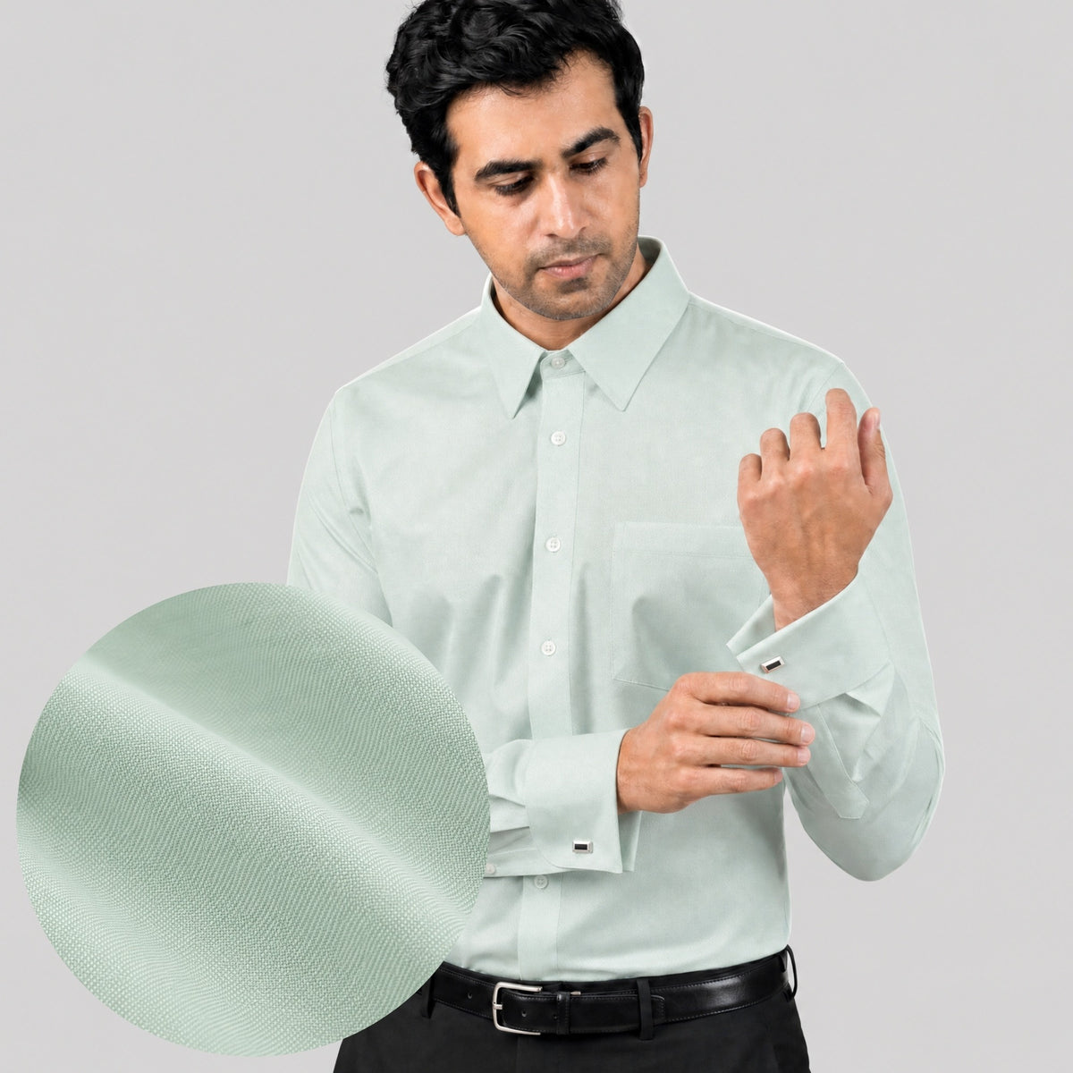 Pista Green Premium Luxury Cotton Oxford Formal Shirt for Men – French Cuffs