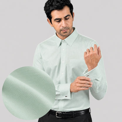 Pista Green Premium Luxury Cotton Oxford Formal Shirt for Men – French Cuffs